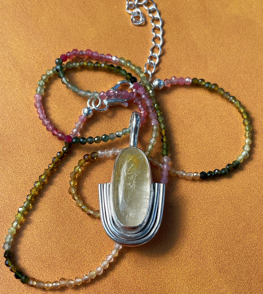 アクセサリー RUTILE QUARTZ+GLASS BEADS BRASS NECKLACE RUTILE QUARTZ + GLASS BEADS BRASS NECKLACE – THE SHOP YOHJI