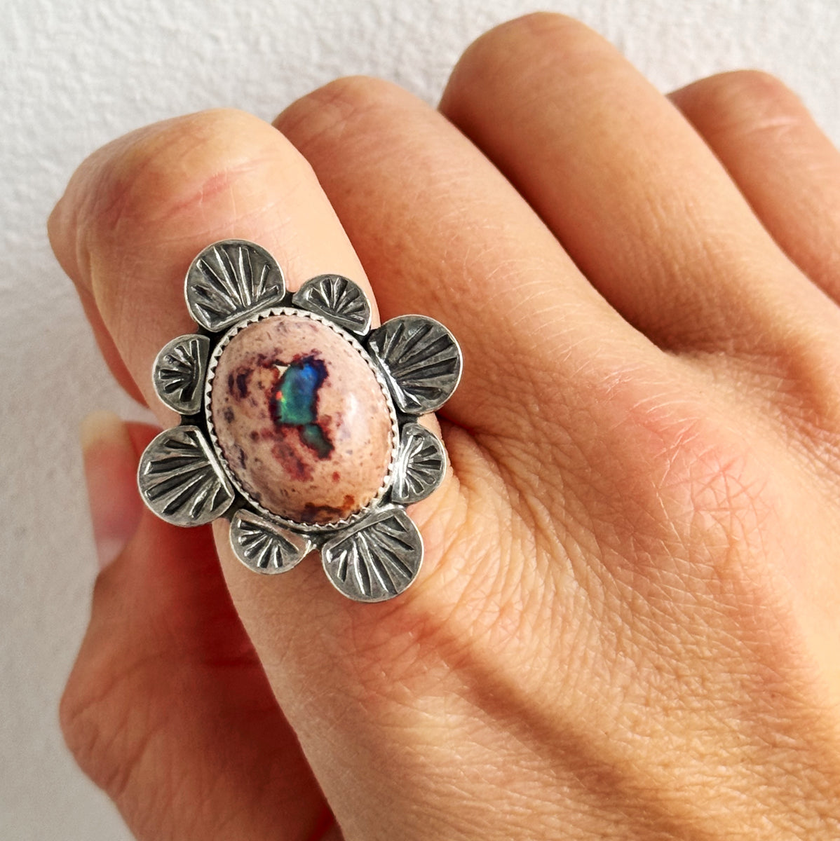 ☆nff☆ aqua blossom ring nff1 Aquamarine Gemstone Flower Ring – Lotus Fun