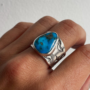 Campitos Turquoise Wide Band Ring - Size 9