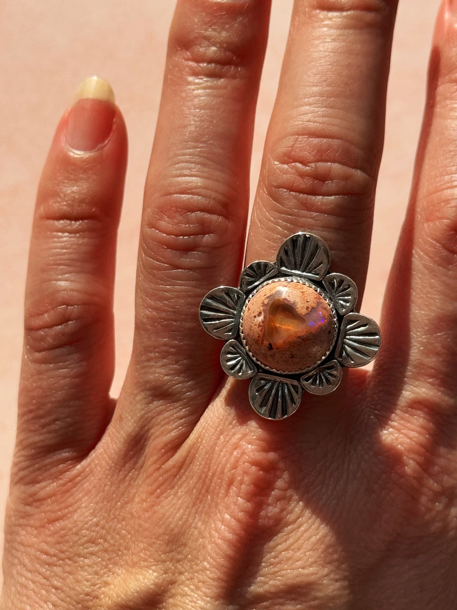 ☆nff☆ aqua blossom ring nff1 Aquamarine Gemstone Flower Ring – Lotus Fun