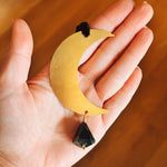 Lunar Talisman Gemstone Ornament (in Brass)