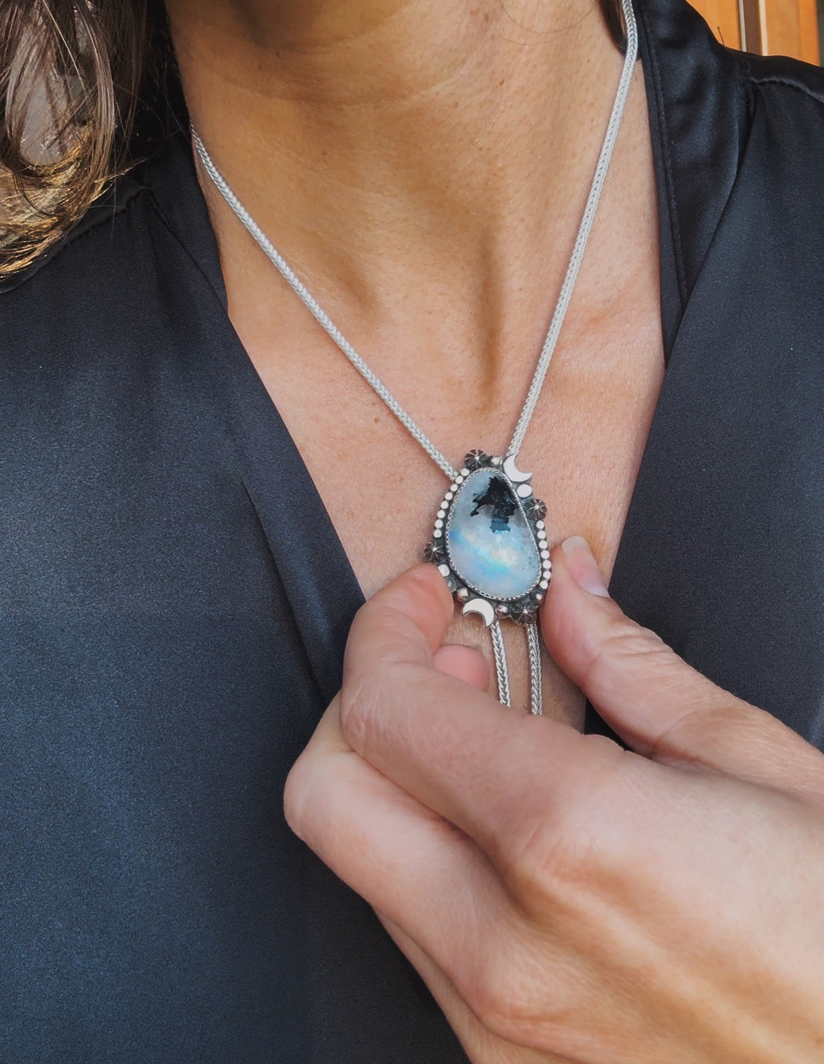 Celestial Moonstone Bolo Necklace
