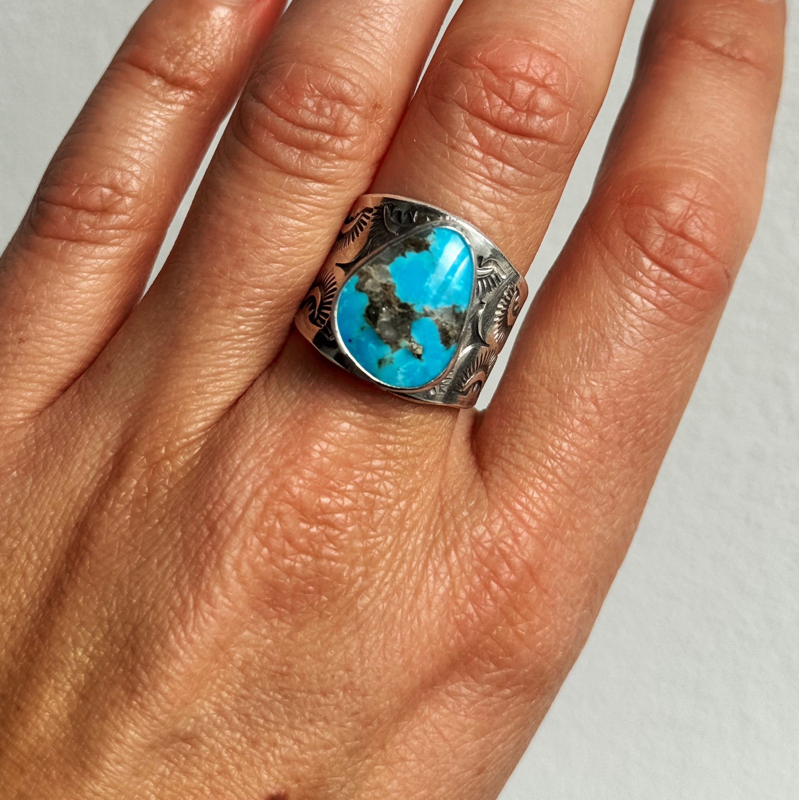 Campitos Turquoise Wide Band Ring - Size 9