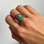 Simple Silver Labradorite Ring- Size 7.5