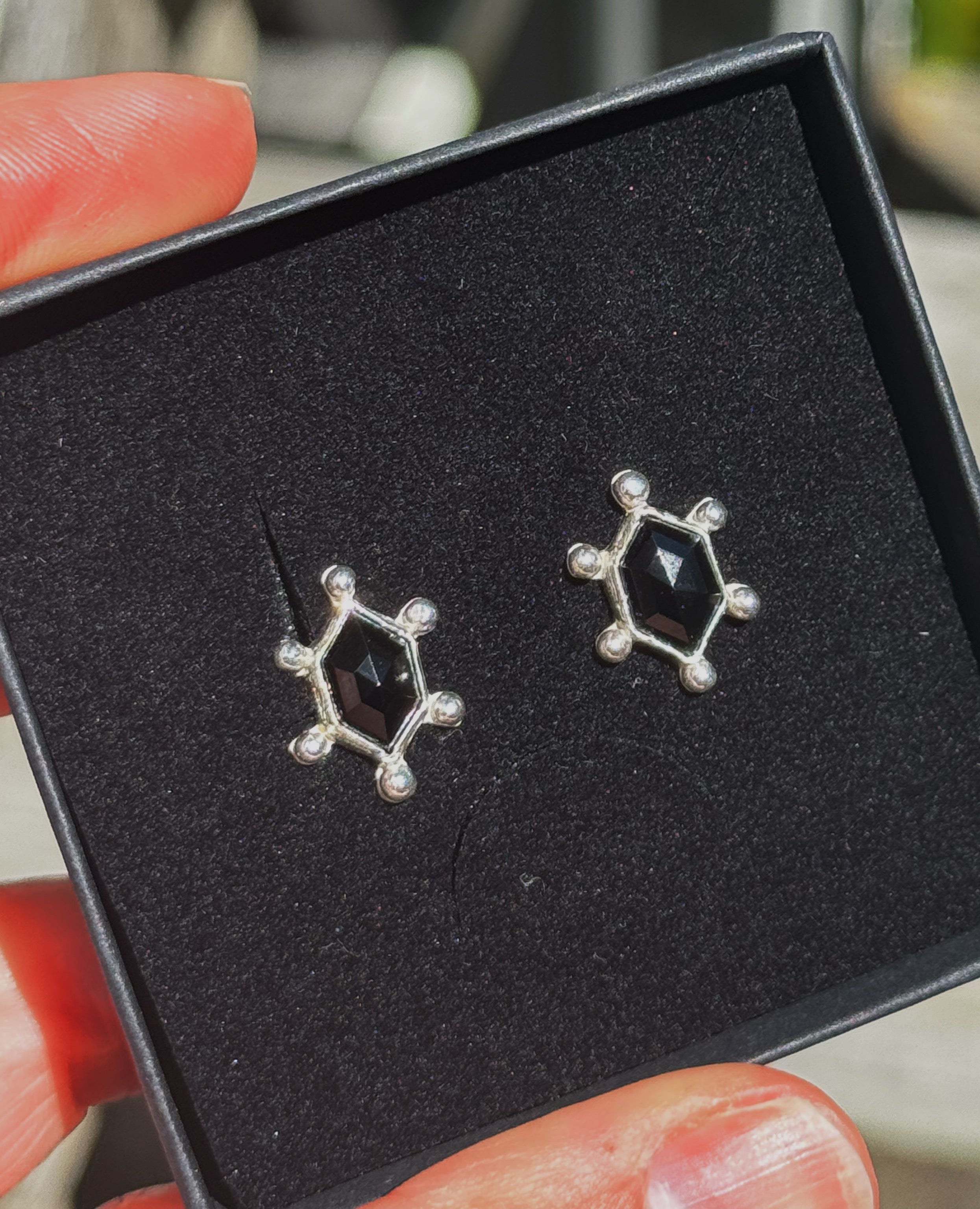 Onyx Hex Studs