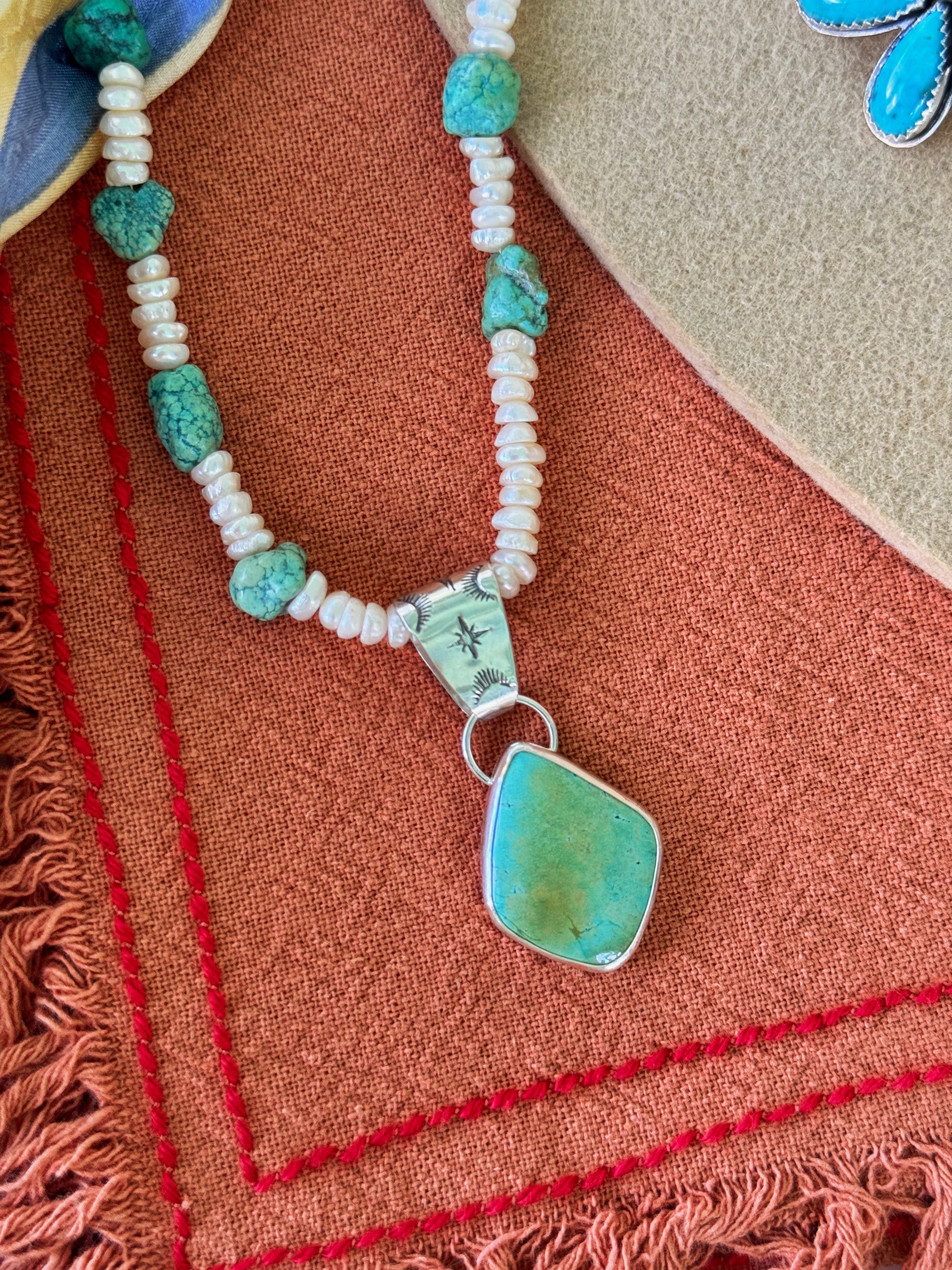 Beaded Turquoise Pendant Necklace