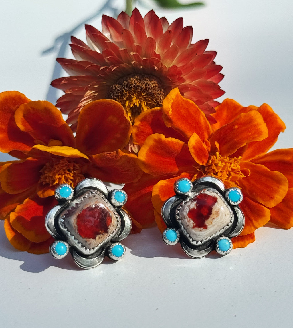 Fire Opal Floret Studs