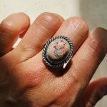 Fire Opal Statement Ring with Twist Border Size 7