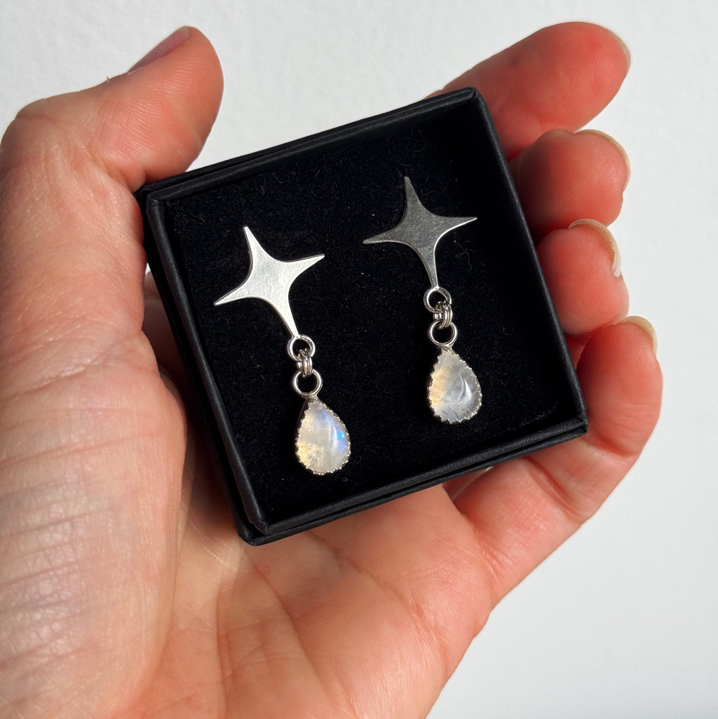 Moonstone Star Earrings