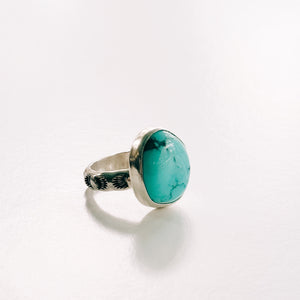 Turquoise Stamped Band Ring Size 5