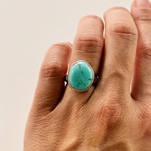 Turquoise Stamped Band Ring Size 5