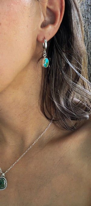 Turquoise Huggie Hoops - Sonoran Mountain