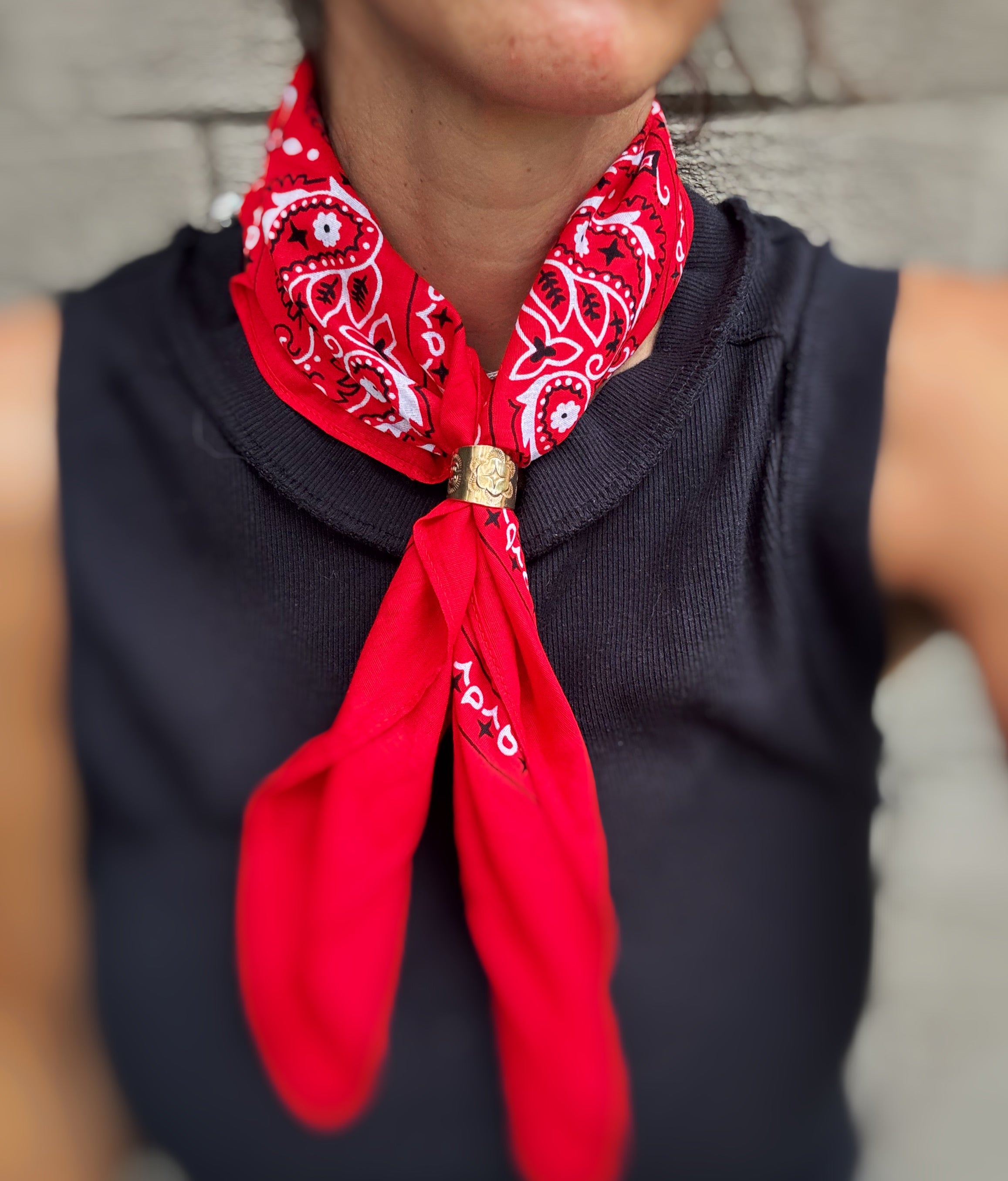 Brass Bandana Slide - Red Bandana
