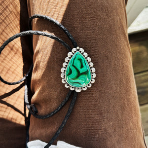 Malachite Stamped Bolo Tie