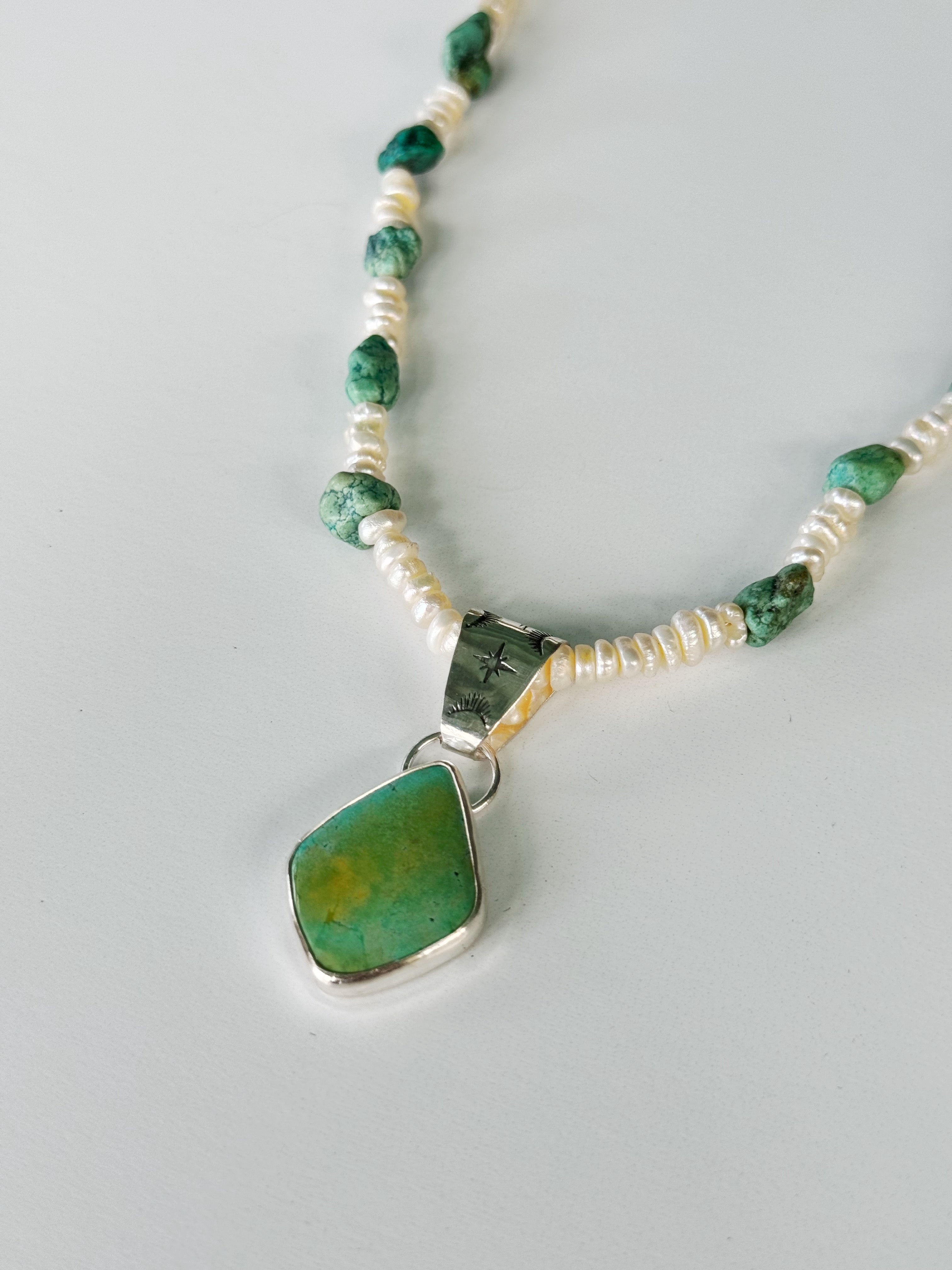 Beaded Turquoise Pendant Necklace