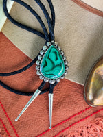 Malachite Stamped Bolo Tie