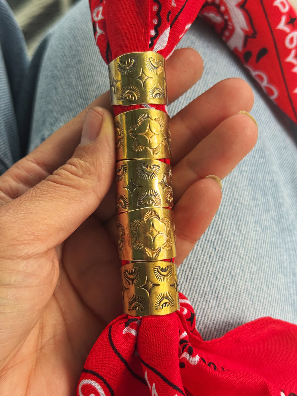 Brass Bandana Slide - Red Bandana
