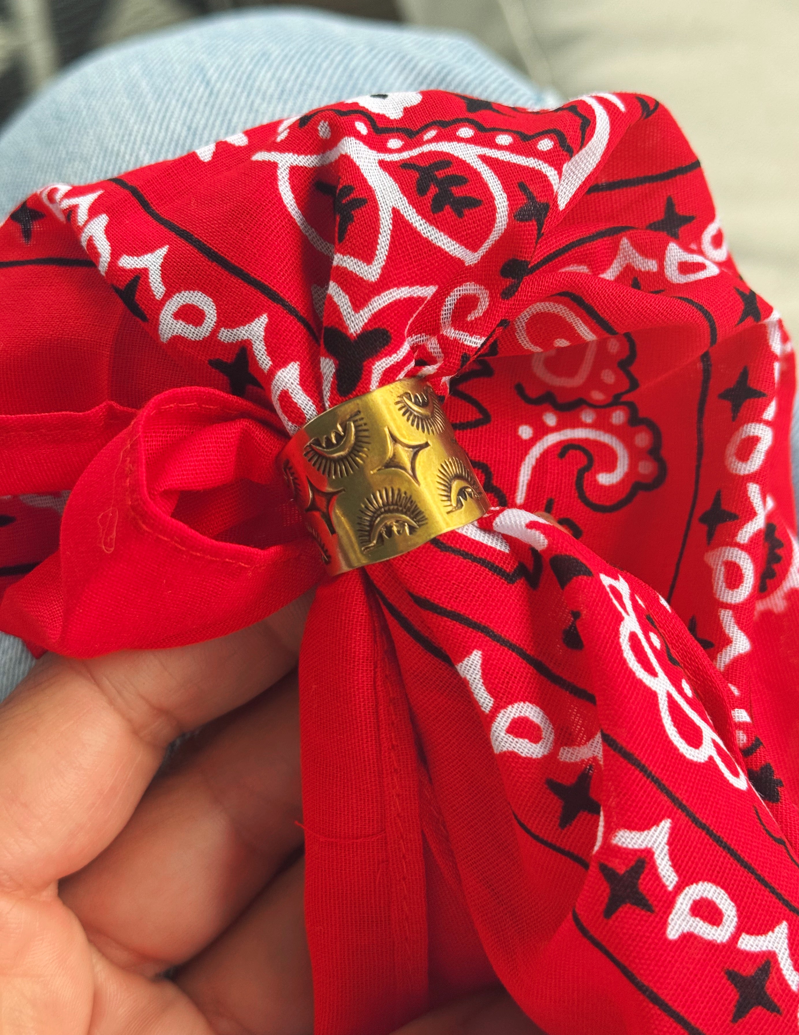 Brass Bandana Slide - Red Bandana