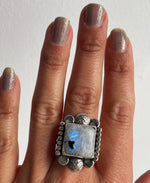 Moonstone Stamped Statement Ring - Size 8