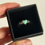 Turquoise Heart Ring Stamped Band