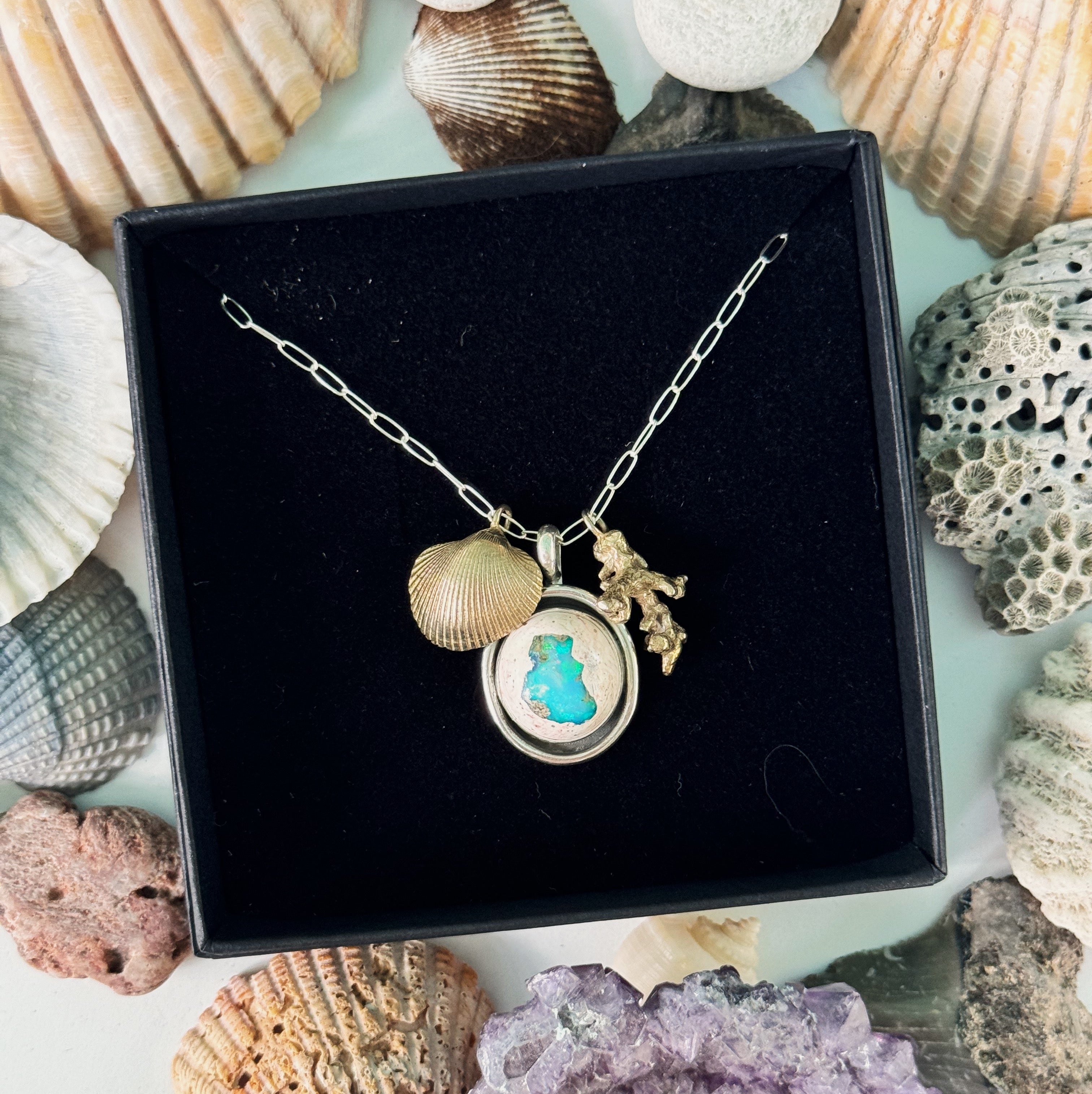 Siren Charm Necklace - Galaxy Opal