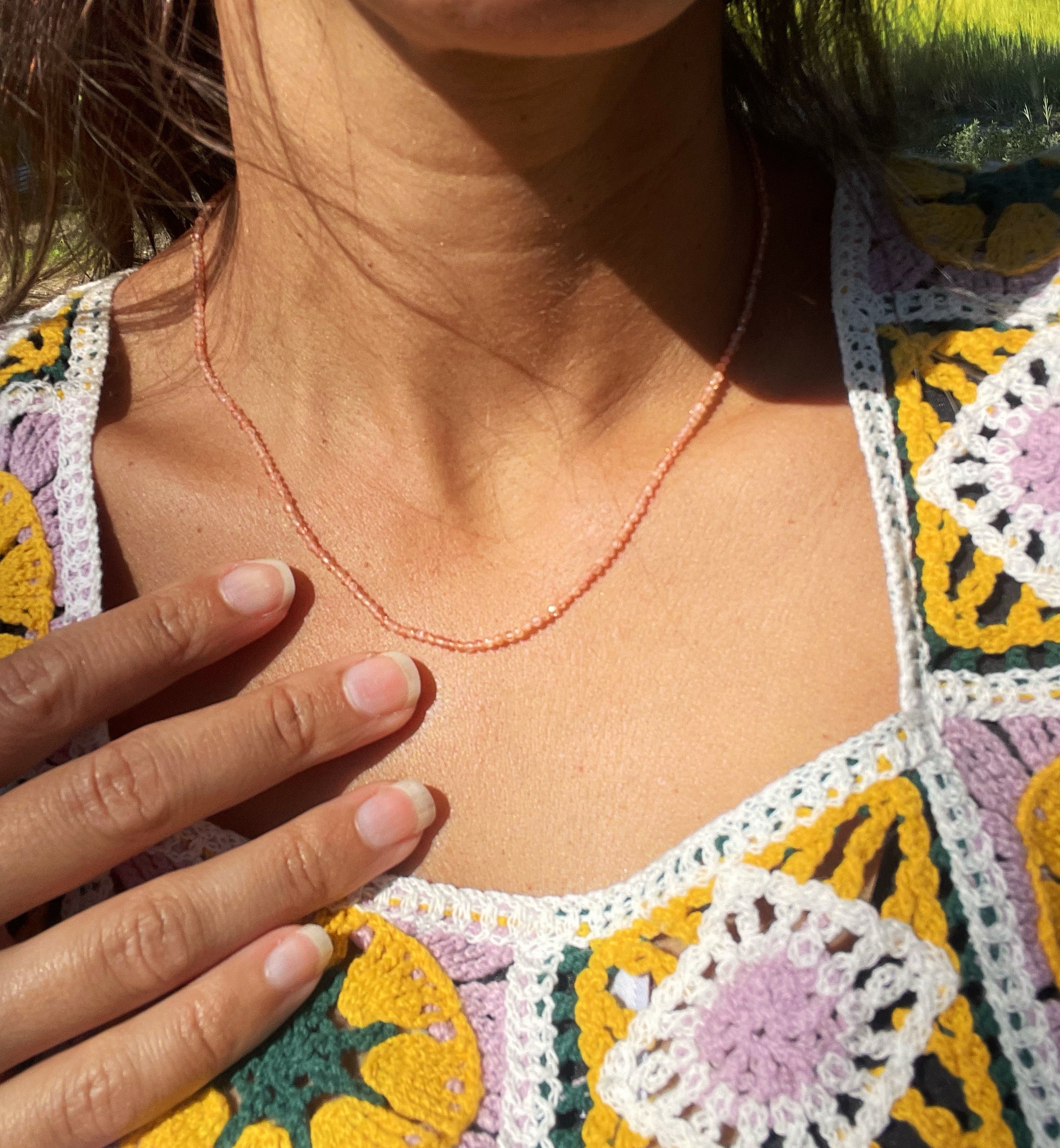 Beaded Sunstone Layering Necklace
