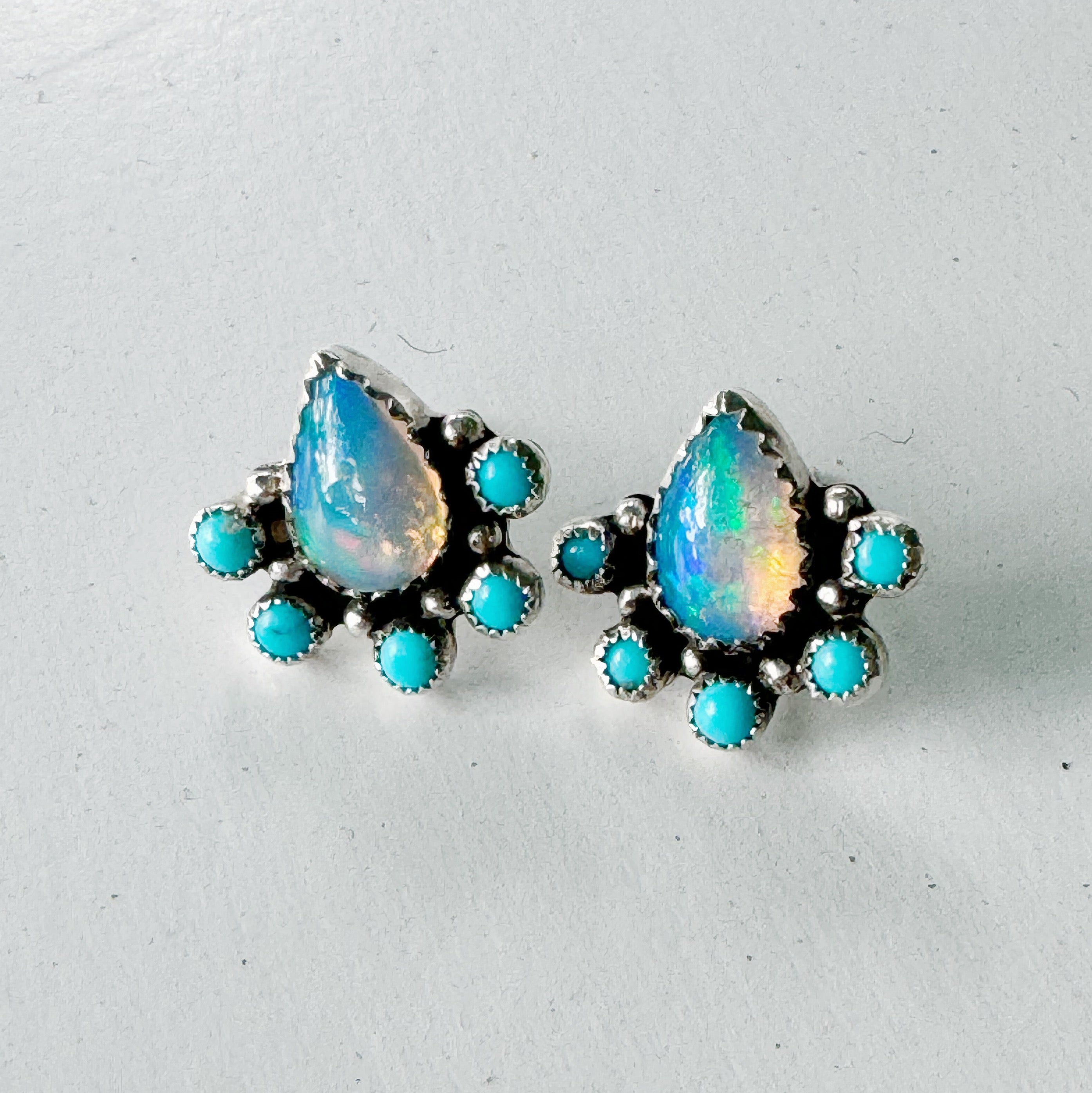 Opal and Turquoise Floret Studs