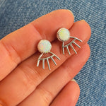 Opal Studs +  Silver Ray Ear Jackets