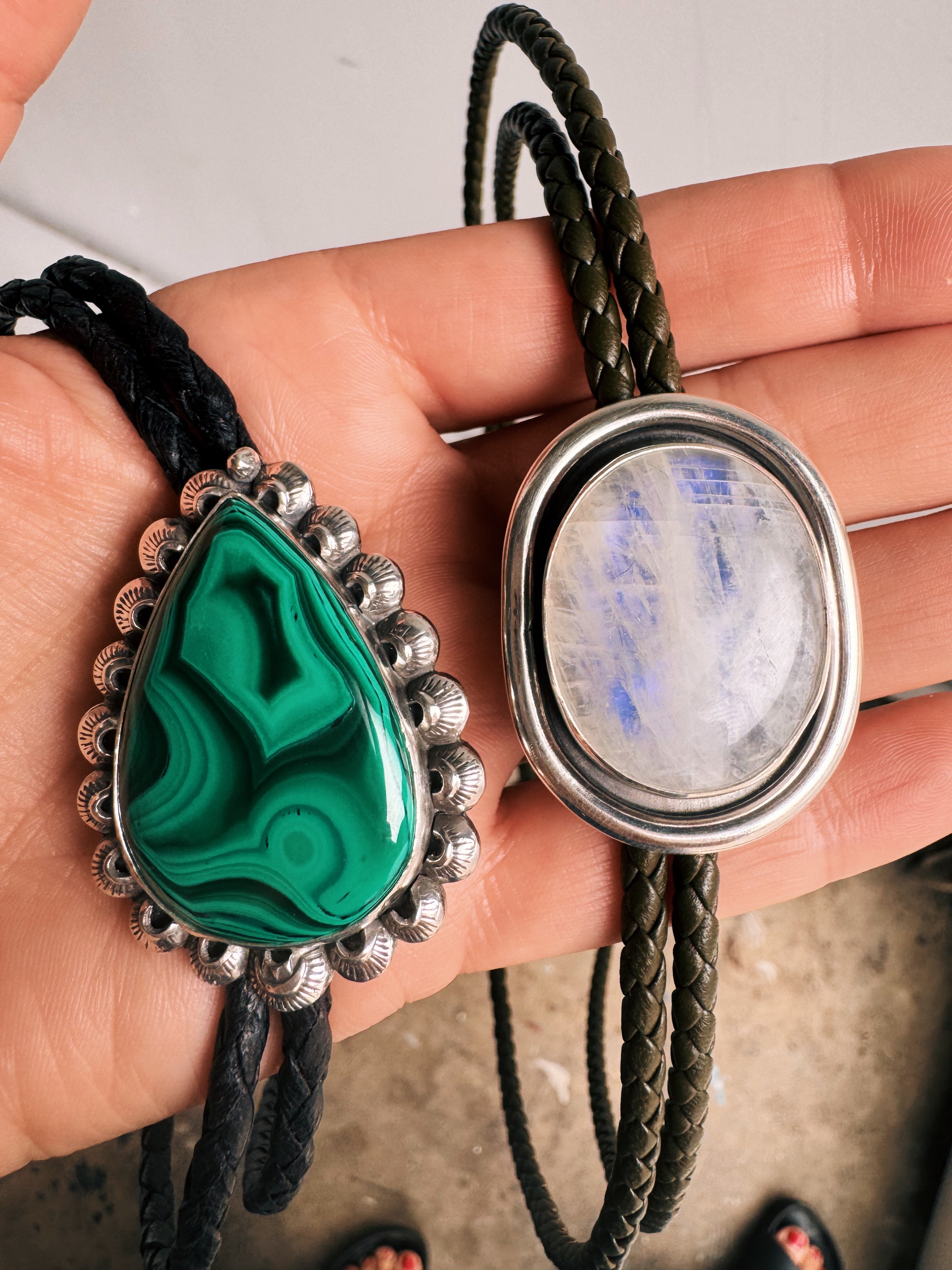 Malachite Stamped Bolo Tie