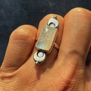 Moonstone Lunar Love Ring - Size 6.5