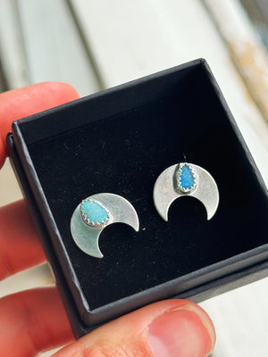 Opal Crescent Studs - Pair II