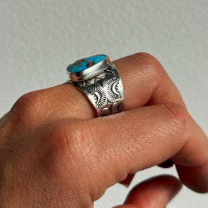 Campitos Turquoise Wide Band Ring - Size 9