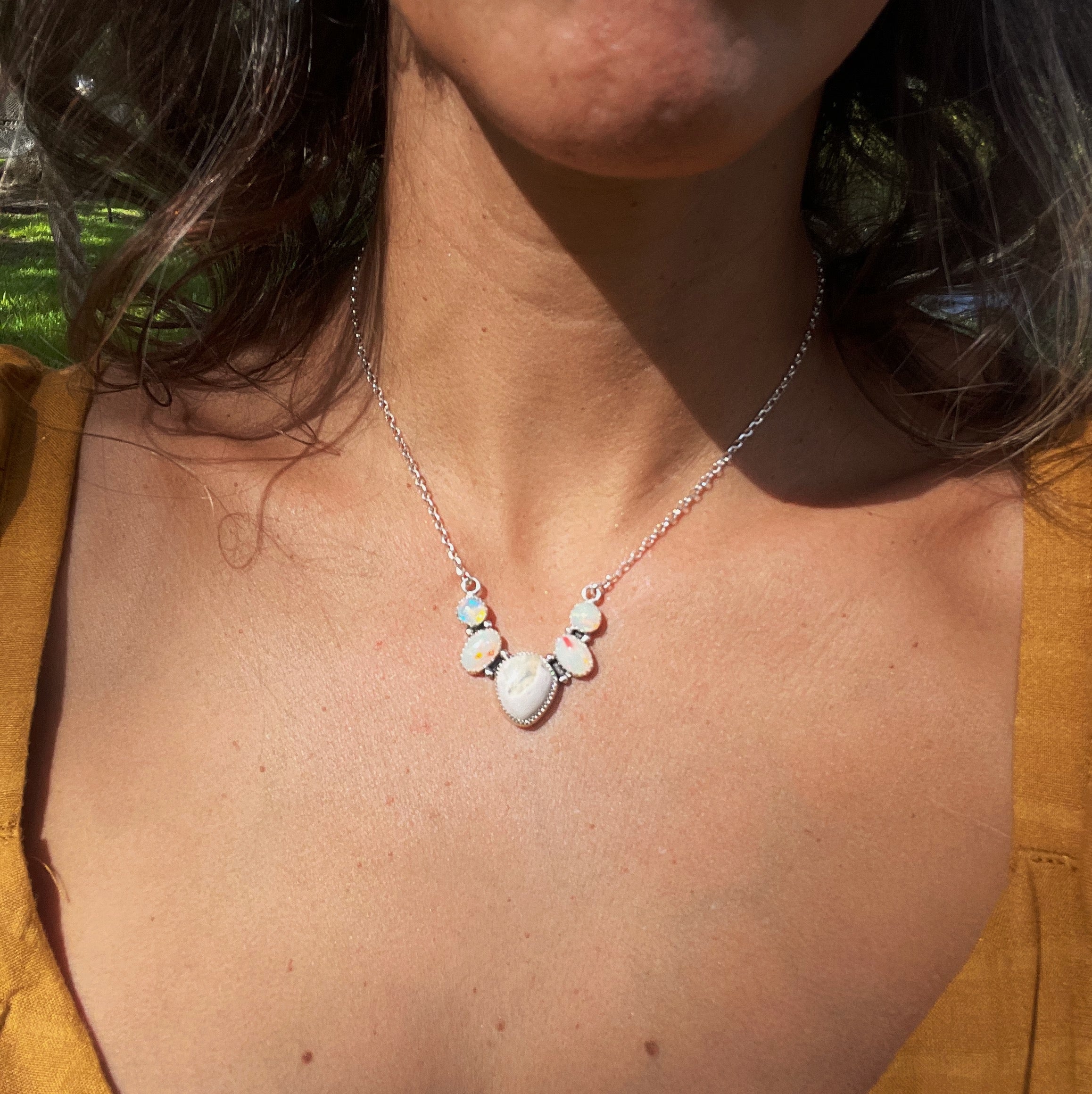 White Sunset Five Opal Choker