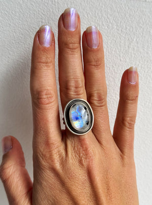 Moonstone Shadowbox Ring - Size 7