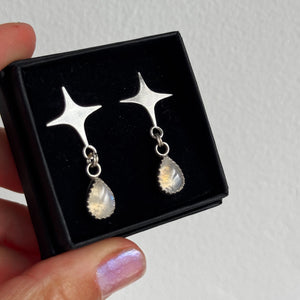 Moonstone Star Earrings