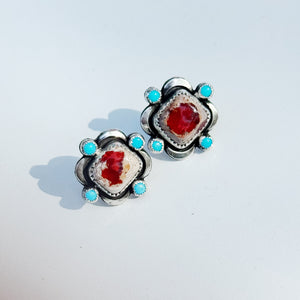 Fire Opal Floret Studs