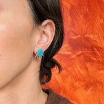 Turquoise Studs +  Silver Ray Ear Jackets
