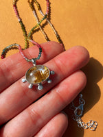 Golden Rutilated Quartz on Beaded Tourmaline Necklace #1