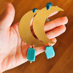 Lunar Talisman Gemstone Ornament (in Brass)