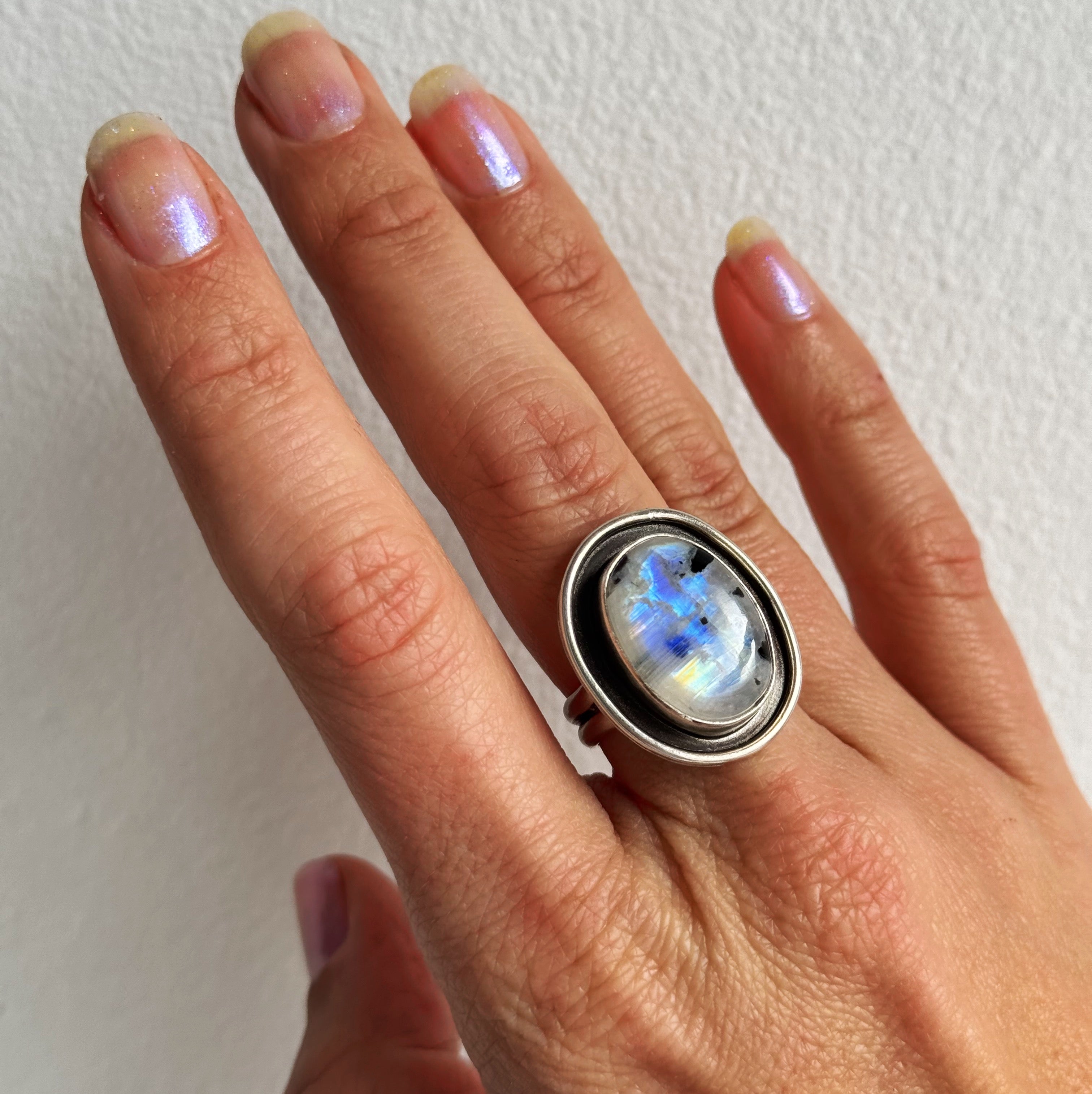 Moonstone Shadowbox Ring - Size 7