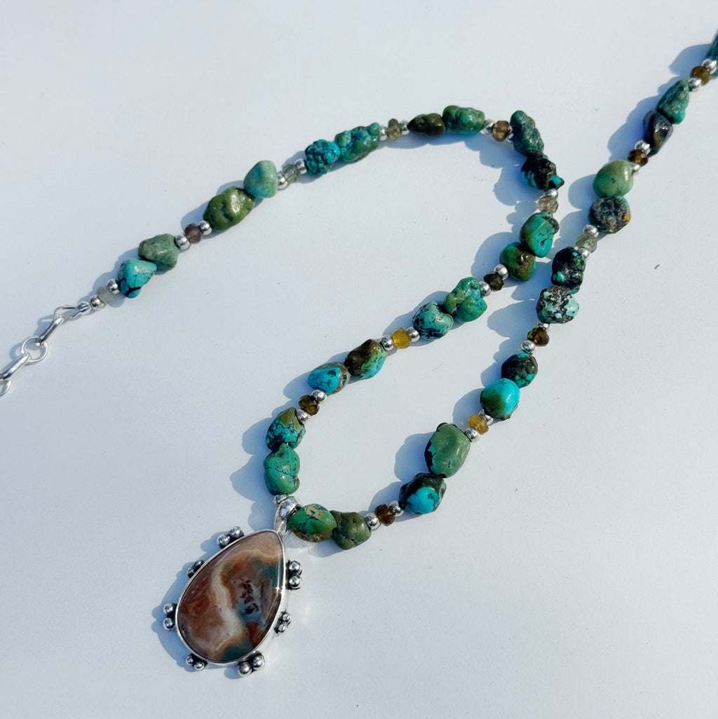 Ocean Jasper and Turquoise & Tourmaline Beaded Necklace