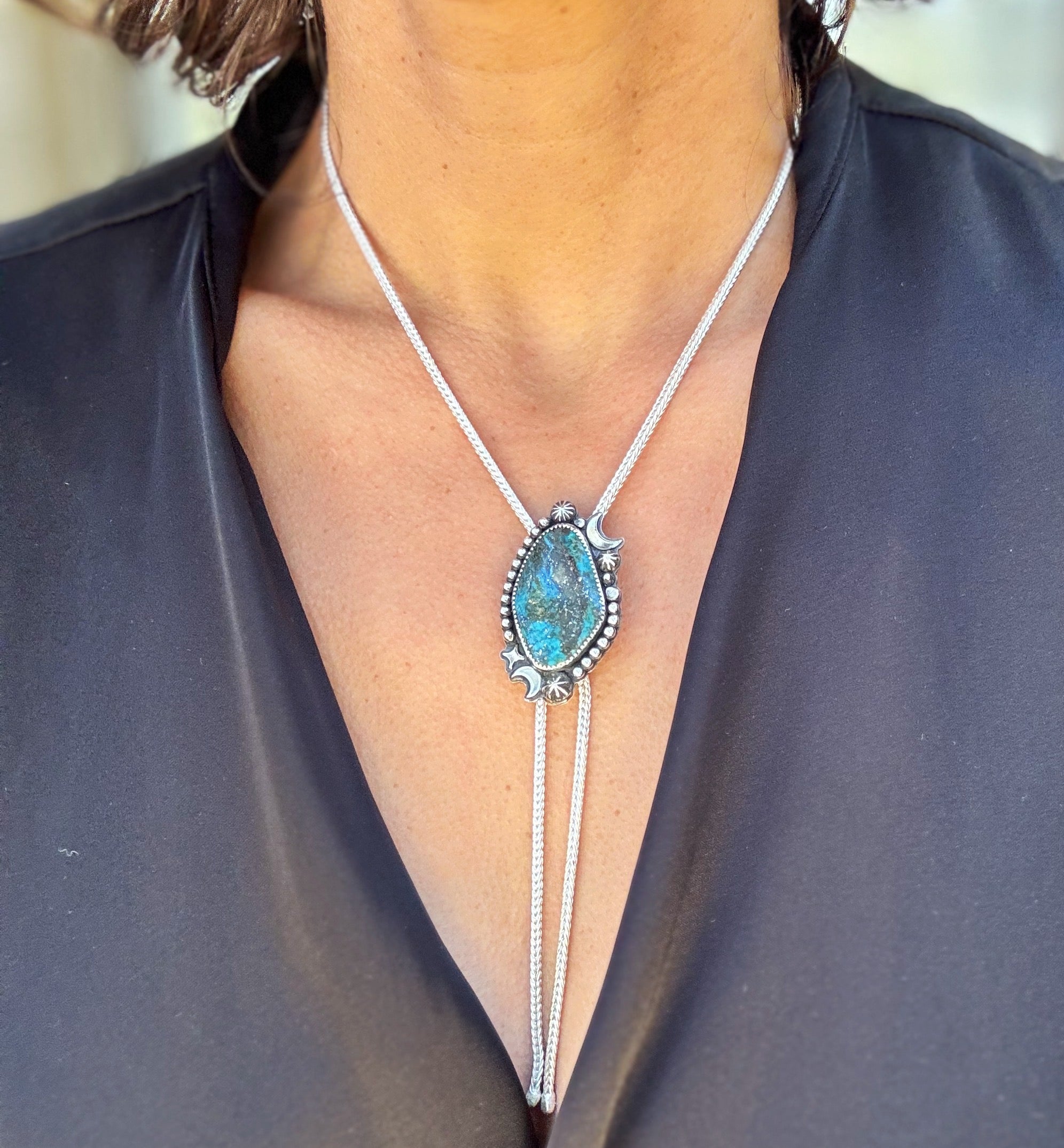 Through the Blue Turquoise Bolo Necklace