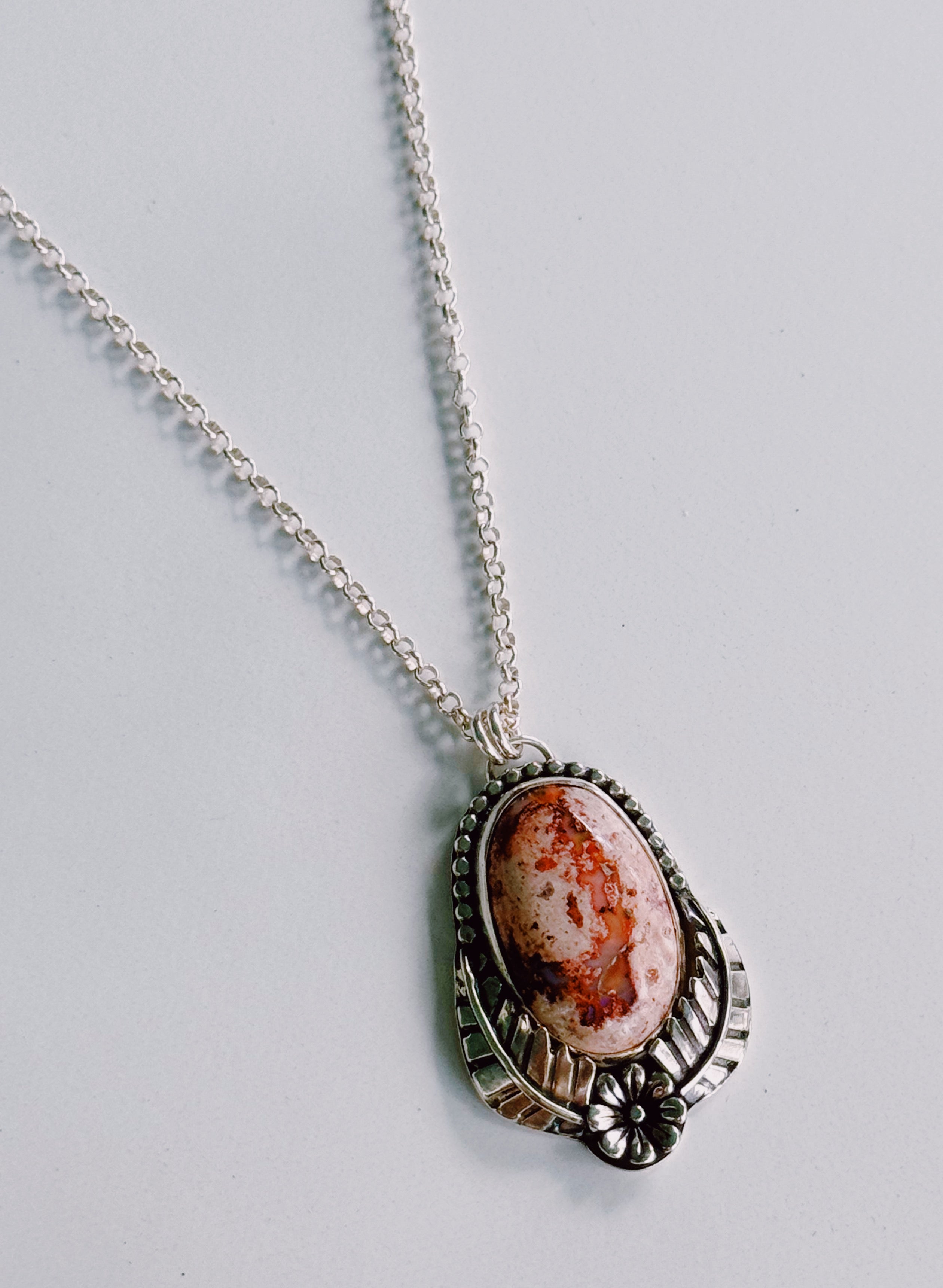 Fire Opal Wildflower Pendant