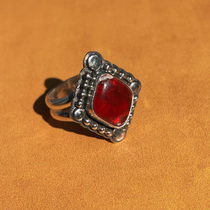 Summer Sunset Fire Opal Ring - Size 5.25