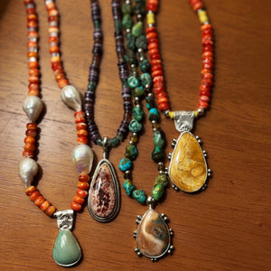 Yellow Agate Beaded Necklace