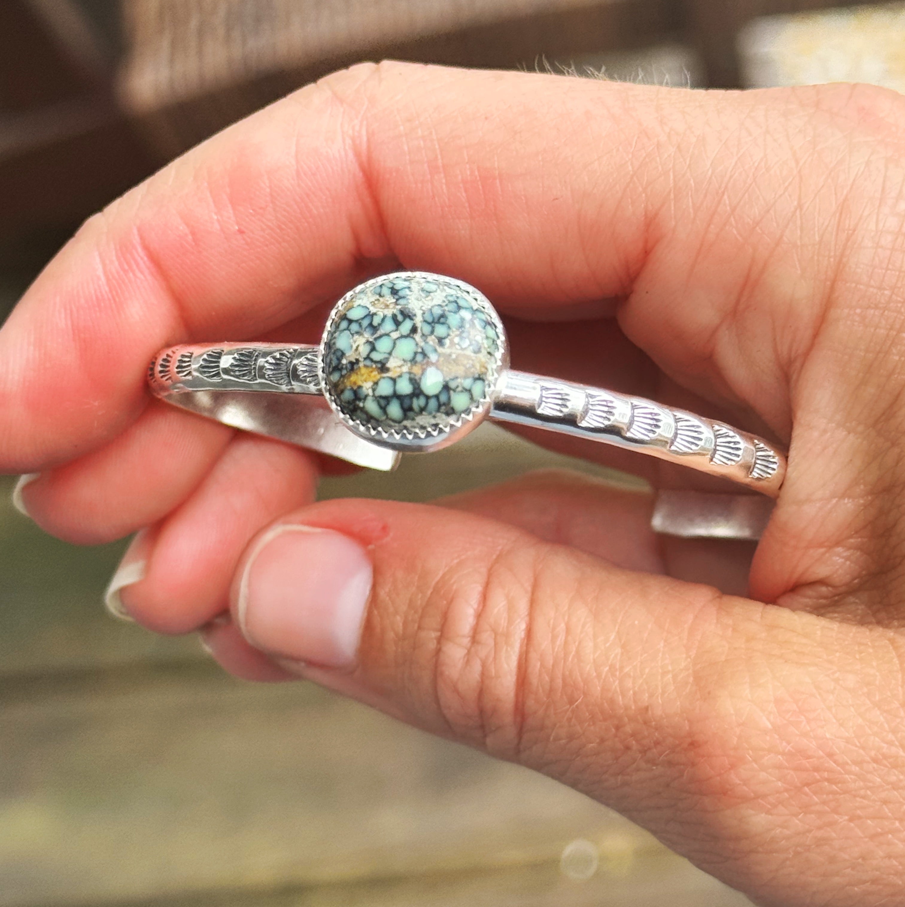 Variscite Stamped Cuff