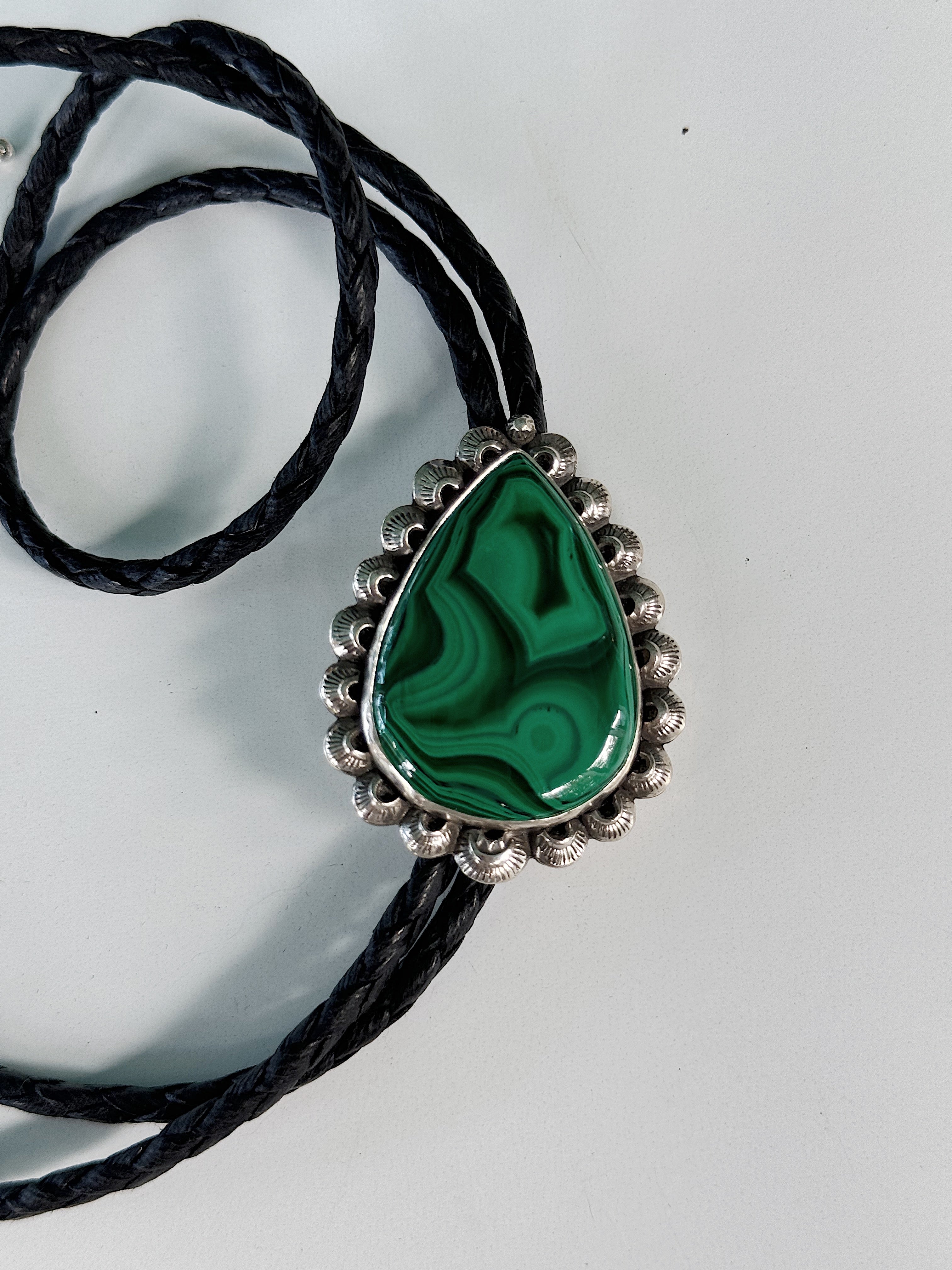 Malachite Stamped Bolo Tie