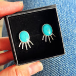 Turquoise Studs +  Silver Ray Ear Jackets