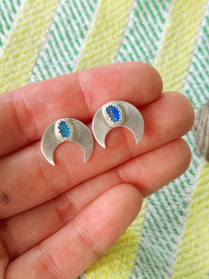 Opal Crescent Studs - Pair I