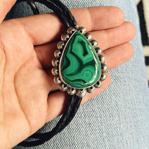 Malachite Stamped Bolo Tie